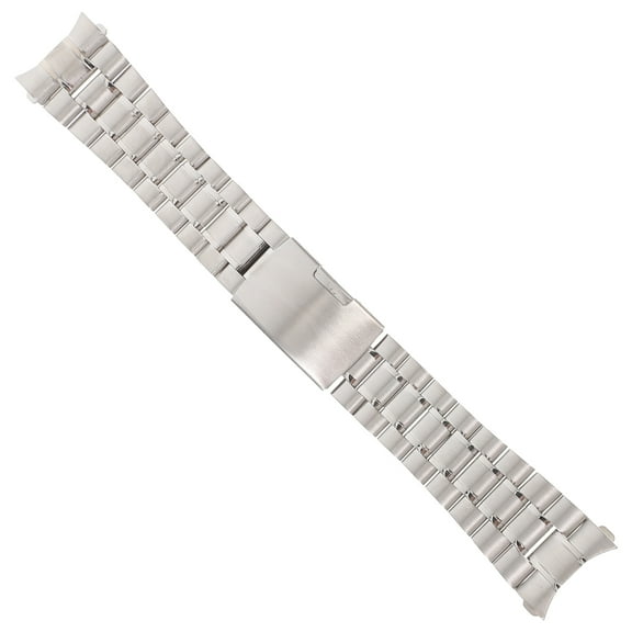 Oraceous 24mm Stainless Steel Bracelet Watch Band Strap Curved End Solid Links (Silver)