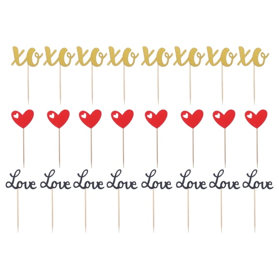 Oraceous 24pcs Valentine's Day Topper Cake Dessert Inserts Romantic Cake Decorations