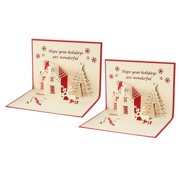 KALLORY 3D Hollow Greeting Card Light Yellow 2Pcs 6.8x5in