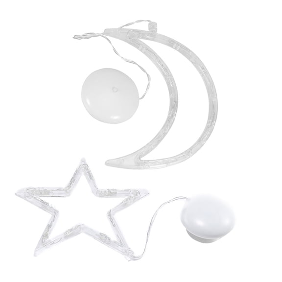 Oraceous 2pcs LED Christmas Lights Star Moon Hanging Christmas Indoor Window Light Suction Cup Hanging Lamp Scene Atmosphere Lamp for Christmas Window Decoration