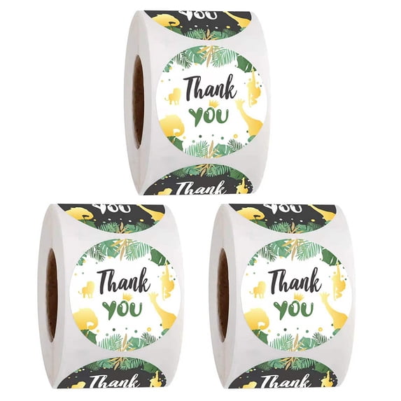 Oraceous 3 Rolls/1500pcs Thank You Labels Stickers Envelope Sealing Label Gift Adornments