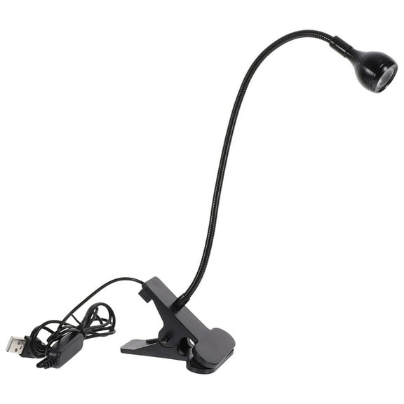 Oraceous 360 Degree Adjustable LED Eye Protection Desk Lamp Holder USB Flexible Neck Headboard Light Reading Book Desk Lamp Reading Clip Lamp with Clip and On/Off Warm White Light (Black)