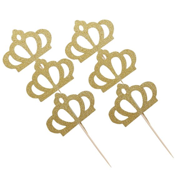 Oraceous 36pcs Crown Cupcake Topper Decorative Tiara Cupcake Picks Sign for Party Cake Decoration (Gold)