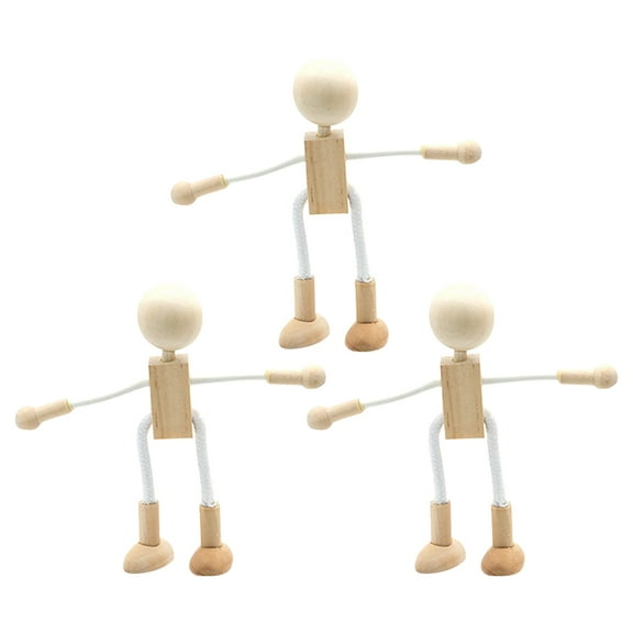 Oraceous 3Pcs DIY Wooden Peg Dolls Blank Unfinished Wood Crafts DIY Wooden Doll Crafts