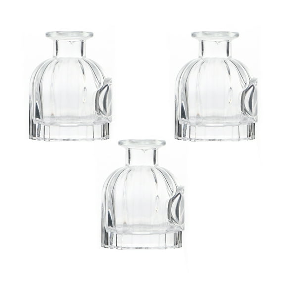 Oraceous Set of 3 Clear Glass Refillable Diffuser Bottles with Wooden Caps for Aromatherapy Use