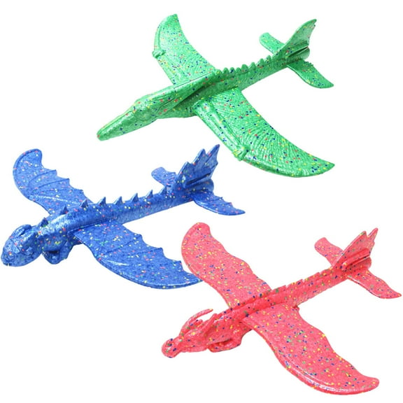 Oraceous 3pcs Kids Airplane Toy Hand Throw Pterosaur Chinese Dragon Aircraft Toys EPP Maneuver Throwing Glider Airplane Model (Random Color)