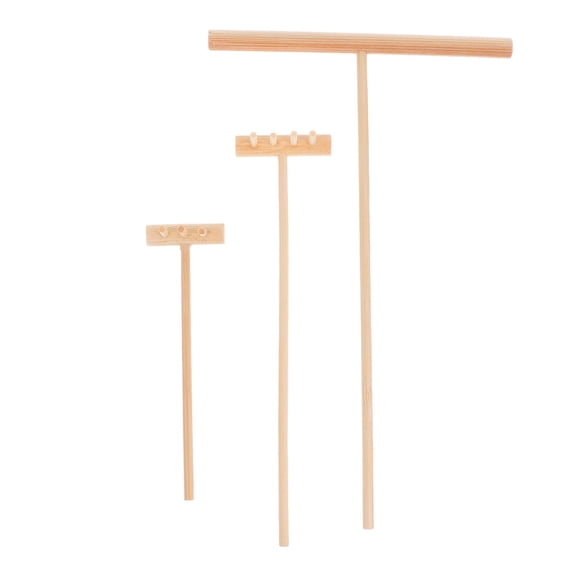 KALLORY Small Rake for Gardening Light Brown Wooden 3Pcs