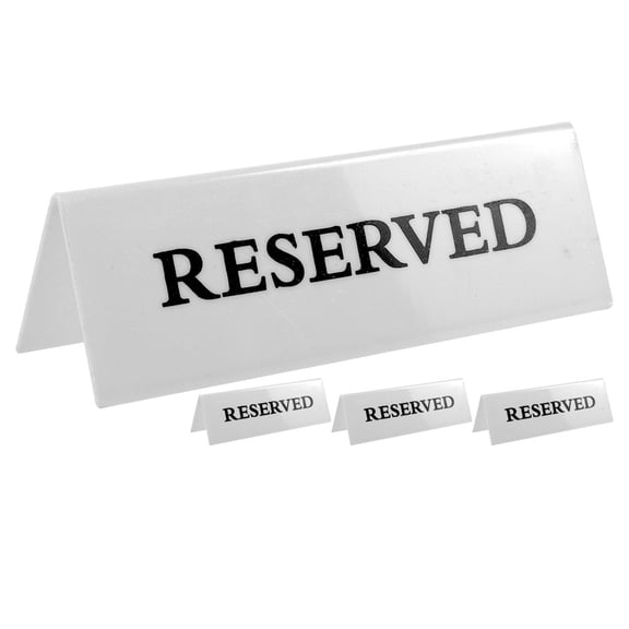 KALLORY 4Pcs Multipurpose White Acrylic Reserved Table Cards for Wedding Seating and Formal Occasions