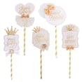 thumbnail image 1 of Oraceous 5 Pcs in 1 Set Cake Topper Delicate Crown Lace Decor Cake Pick for Birthday Party Cupcakes Festival Cake Supplies (White Golden), 1 of 10