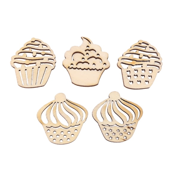 Oraceous 50PCS DIY Doodle Educational Toy Cartoon Cake Natural Wooden Slice Scrapbooking Embellishments DIY Craft Decor