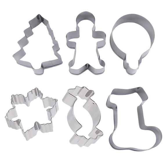 Masteelf 6-Piece Stainless Steel Christmas Boot Cookie Molds Baking Tools for Holiday Family Gatherings