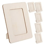 Oraceous 6pcs Wooden Picture Frames Unfinished Solid Wood Photo Frames Blank Standing Photo Frames for DIY Crafts Painting Projects