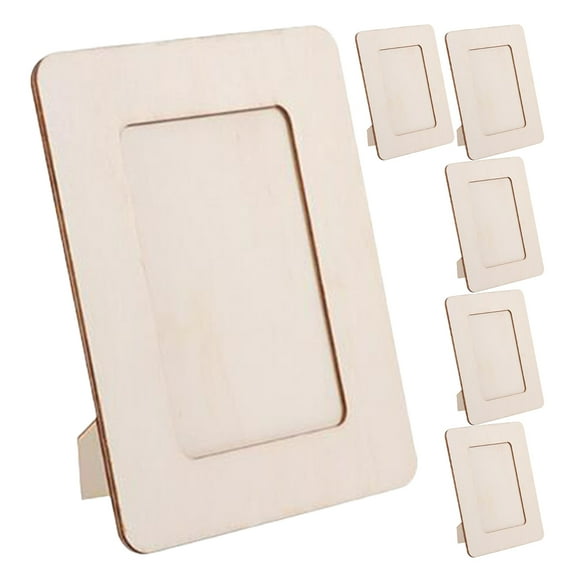 Oraceous 6pcs Wooden Picture Frames Unfinished Solid Wood Photo Frames Blank Standing Photo Frames for DIY Crafts Painting Projects
