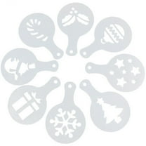 Oraceous 8 Pcs Christmas Cookie Stencils Fondant Cookie Mold Food Grade Plastic Coffee Decorating Stencils Powdered Sugar Sieve