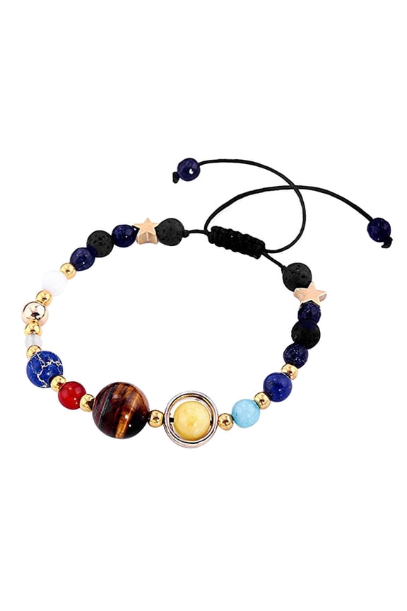 Adjustable Handmade Solar System Bracelet Universe The Nine Planets Guardian Star Natural Stone Beads Bracelets(Weaving the Universe Eight Planet Bracelets)