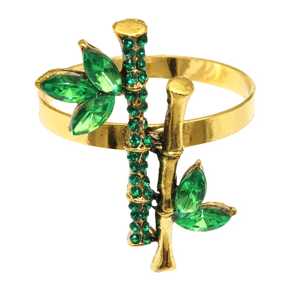 Oraceous Elegant Bamboo Napkin Rings With Sparkling Rhinestone Inlays For Thanksgiving Dinners Weddings Stylish Dining Table Decorations