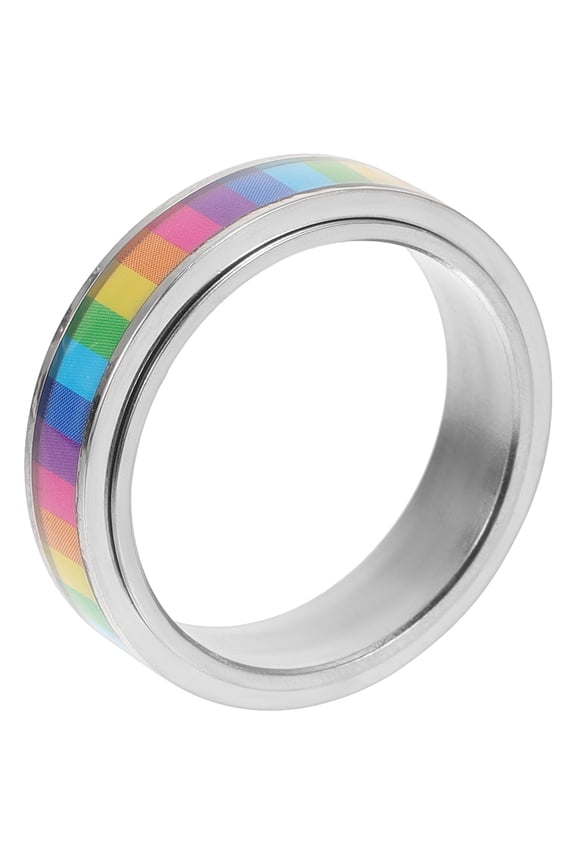 Worgeous Rainbow Pride Ring for Women LGBTQ Ally Jewelry Silver Alloy Size Adjustable