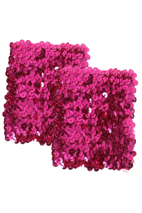 Reversible Sequin Bracelets Decorative Charm Sequins Slap Wristband Strap Band Women Party Supplies Favors Slap Bracelet for Kids Girls Boys (Rose Red and Silver)