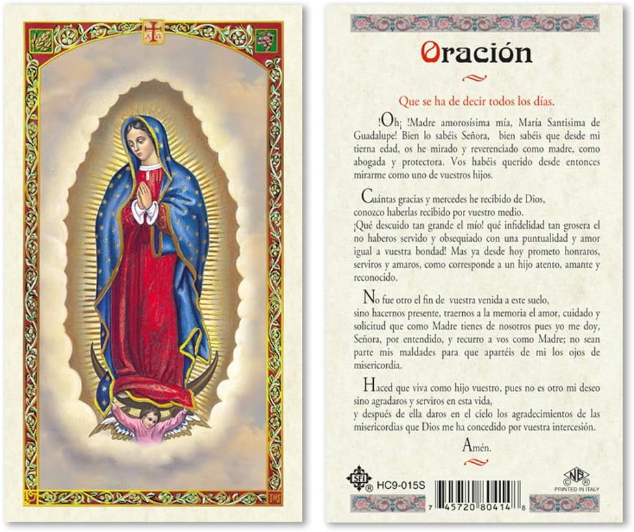 Oracion A La Virgen De Guadalupe Laminated Prayer Cards - Pack Of 25