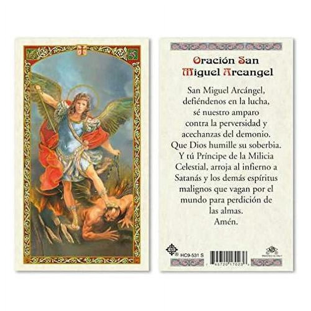 Oracion A San Miguel Arcangel Laminated Prayer Cards - Pack Of 25- In ...