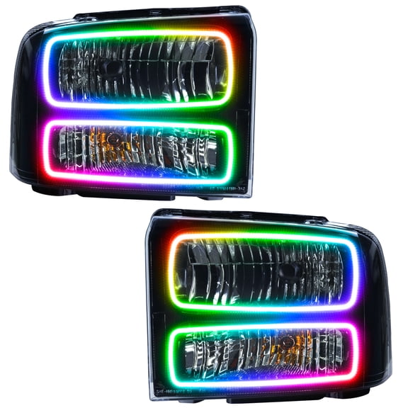 Oracle 05 Ford Excursion Halo Headlights-Black-Colorshift-Rf CNTLR