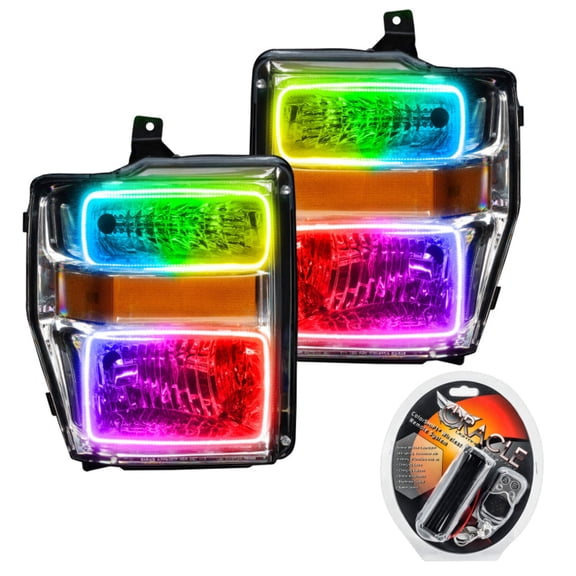 Oracle 08-10 Ford F250/F350 SD Halo Headlights-Chrome-Colorshift-Rf CNTLR