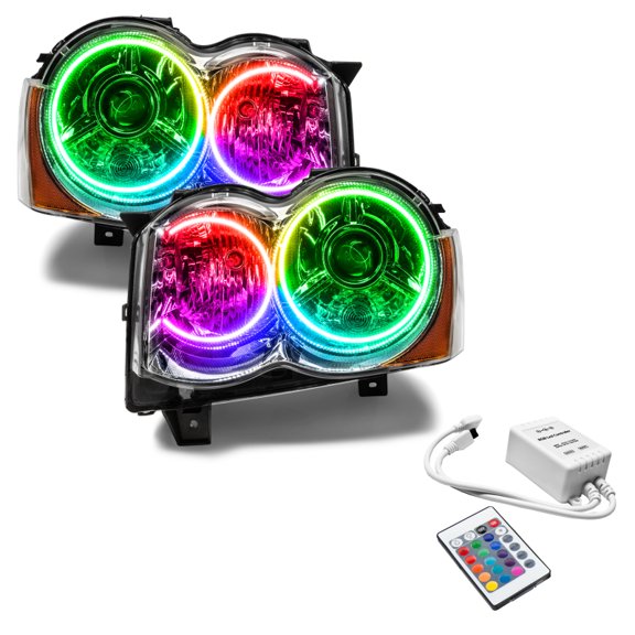Oracle 08-10 Jeep GC Pre-Assembled Headlights -Hid Colorshift-Simple CNTLR
