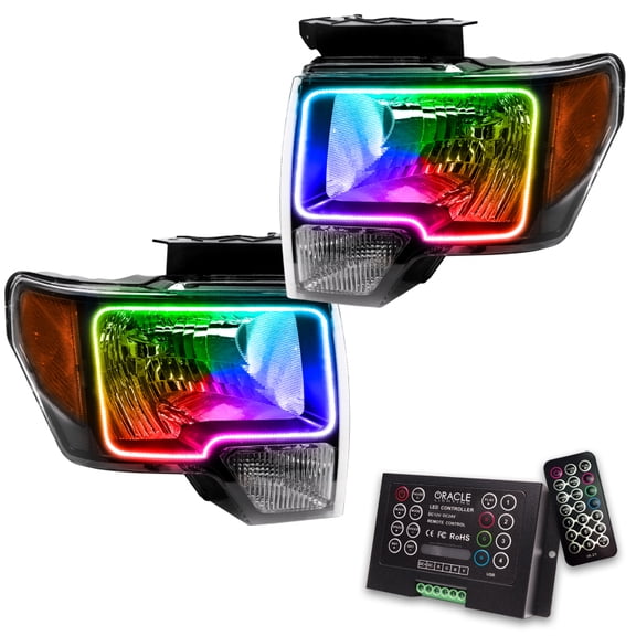 Oracle 09-14 Ford F150 Halo Headlights-Black-Colorshift-2.0 CNTLR