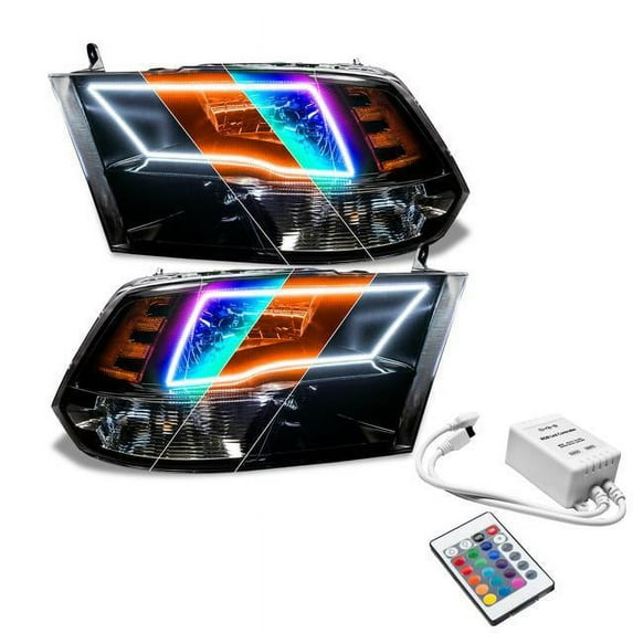 Oracle 09-18 RAM Switchback Quad Halo Headlights-Black-Colorshift-Simple CNTLR