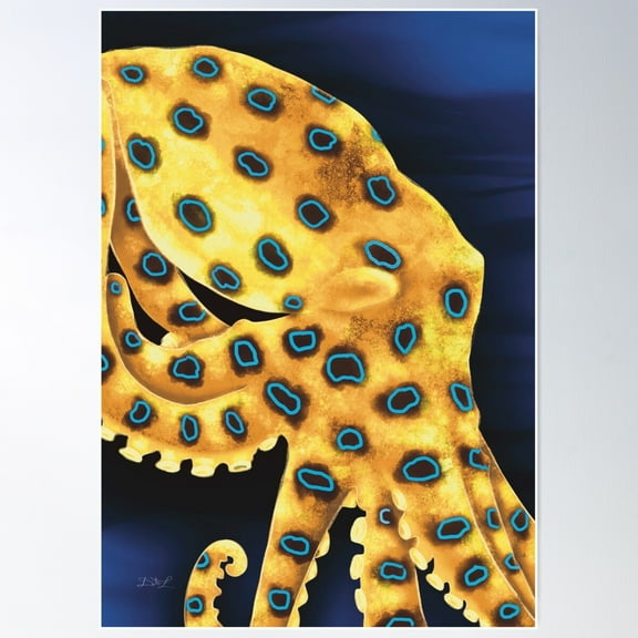 Oracle Card Art - Blue-Ringed Octopus Poster Wall Art, Modern Wall Decor For Living Room Bedroom, 8x12 UNFRAMED