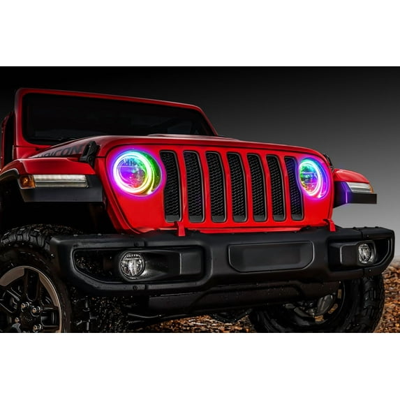 Oracle Jeep Wrangler JL/JT LED Surface Mount Headlight Halo Kit - ColorSHIFT w/ Simple Controller Fits select: 2018-2019,2021 JEEP WRANGLER UNLIMITED