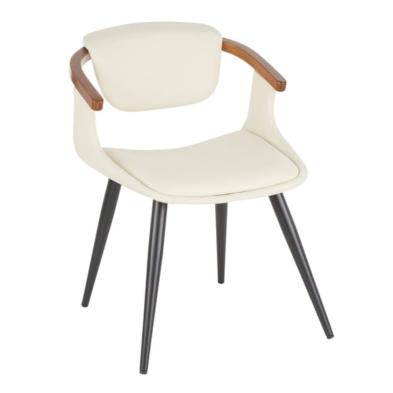 Oracle Mid-Century Modern Chair in Black Metal and Cream Faux Leather by LumiSource