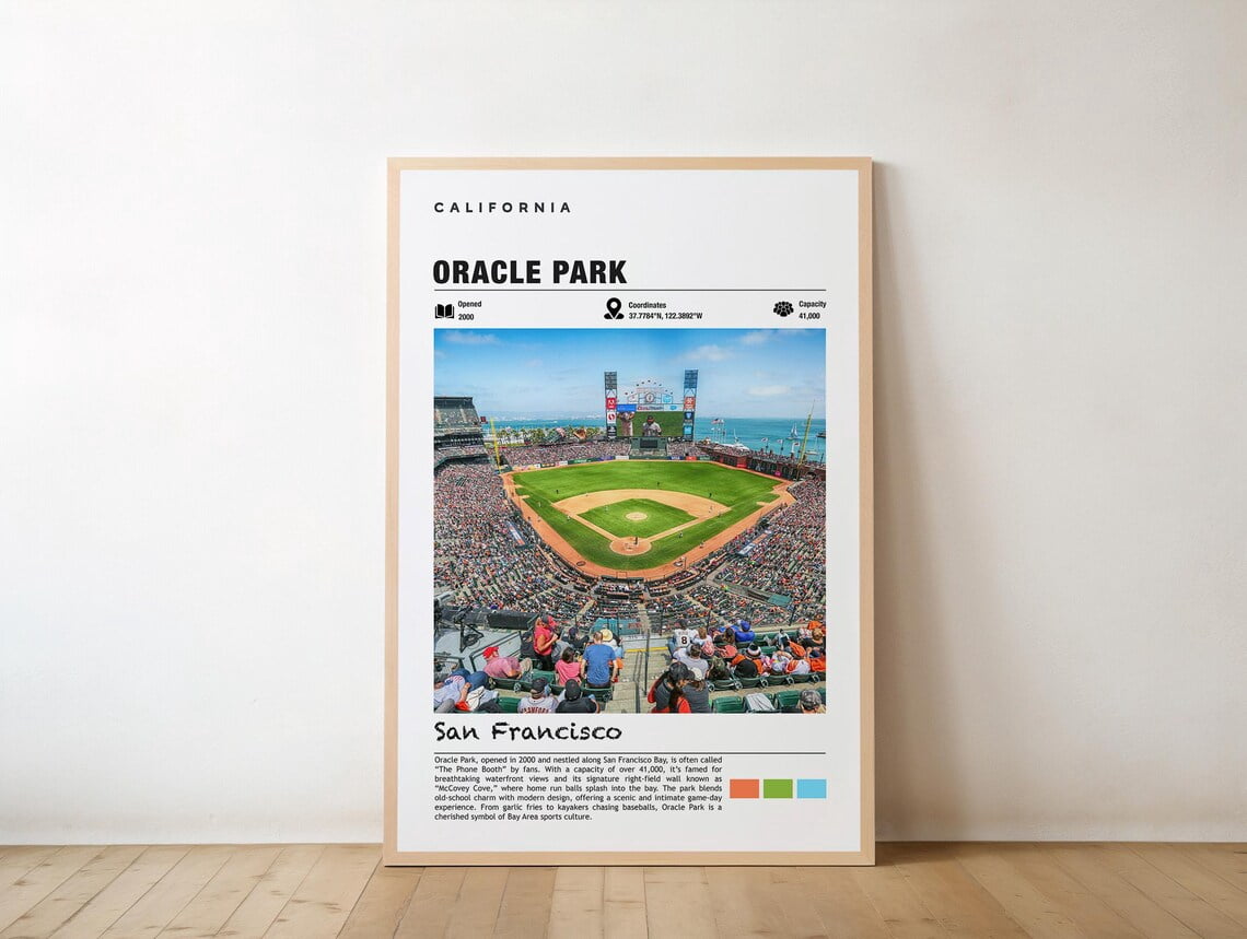 Oracle Park Stadium Poster, Minimalist Sports Wall Art Print, Unframed ...