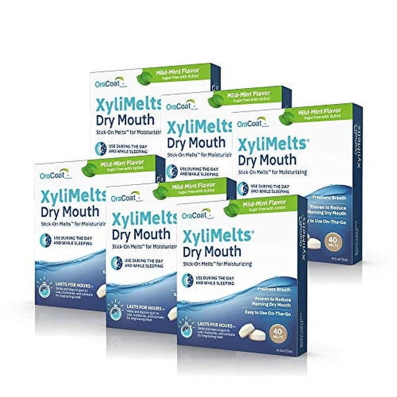 Oracoat XyliMelts Dry Mouth Regular 40 ct Mild Mint, 6-Pack for moisturizing and fresh breath