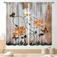 thumbnail image 1 of Oragne White Daisy Curtains, Farmhouse Flower Retro Woodedn Floral Spring Butterfly Rural Country Style Seasonal Window Drapery for Living Room Bedroom Kitchen Bathroom 2 Panels, 84"x63" Inch, 1 of 5