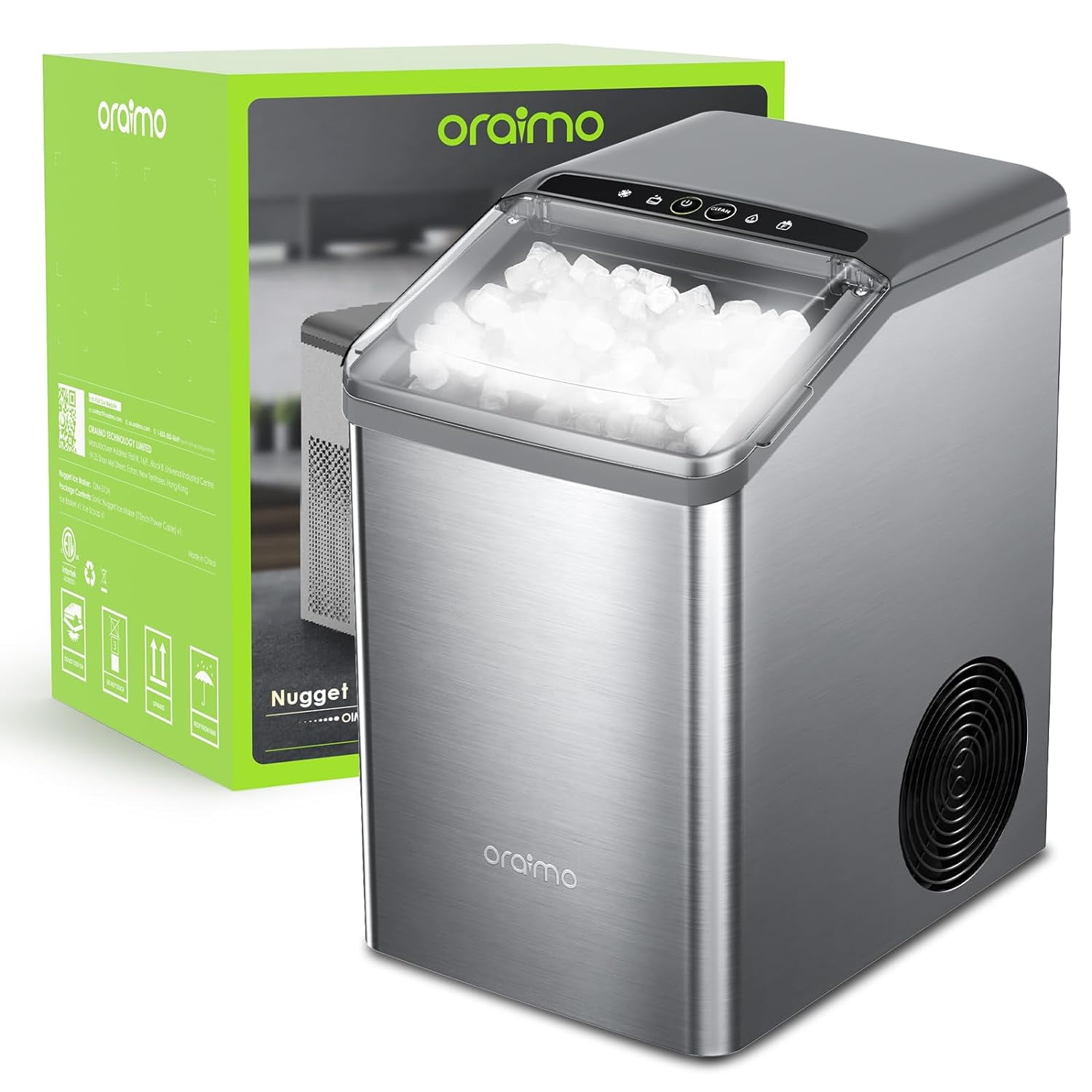 Oraimo Nugget Ice Maker, Ice Makers Countertop, 26 Lbs/Day Tooth