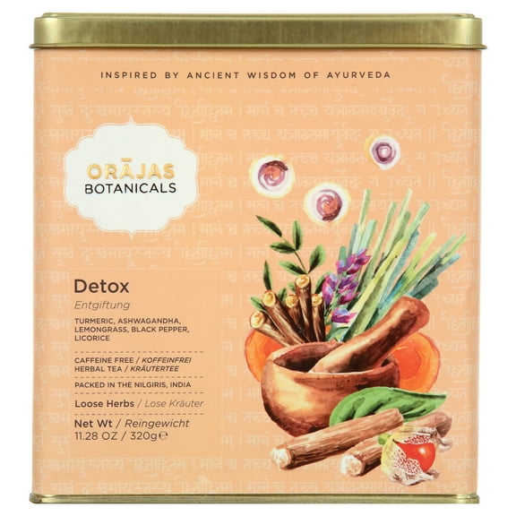 Orajas Organic Turmeric Ashwagandha Herbal Tea – Adaptogen & Stress Relief Blend with Black Pepper | Caffeine-Free Loose Leaf Detox Tea | (7.05) oz