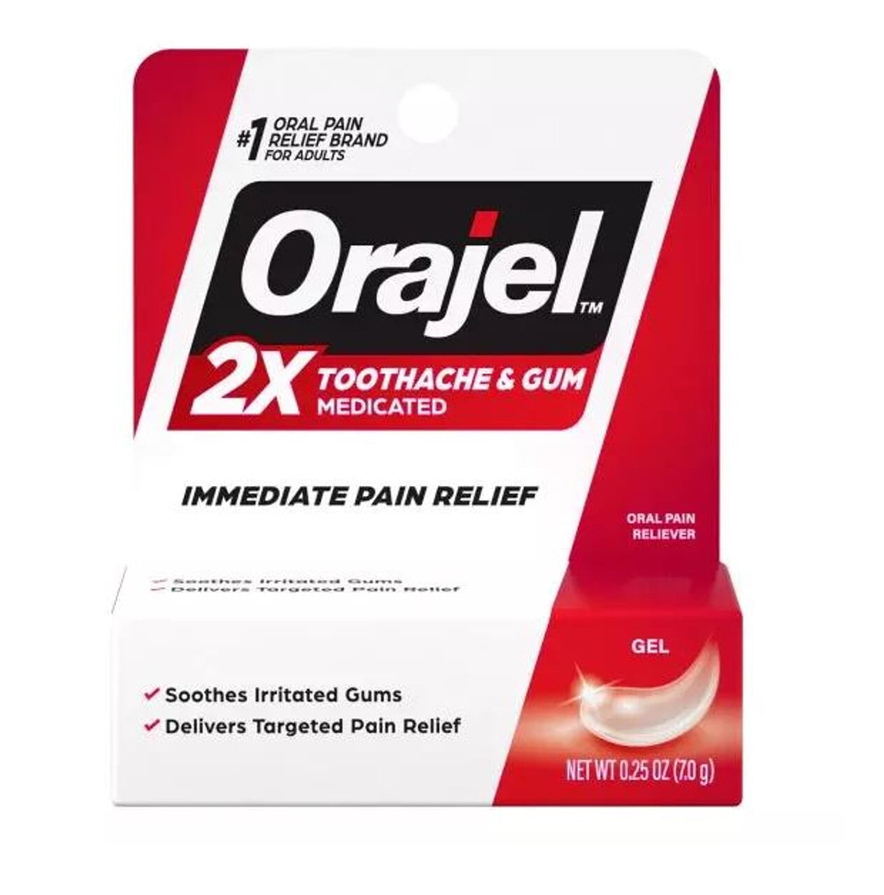 Orajel 2X Toothache and Gum Medicated Oral Pain Reliever Gel, 0.25