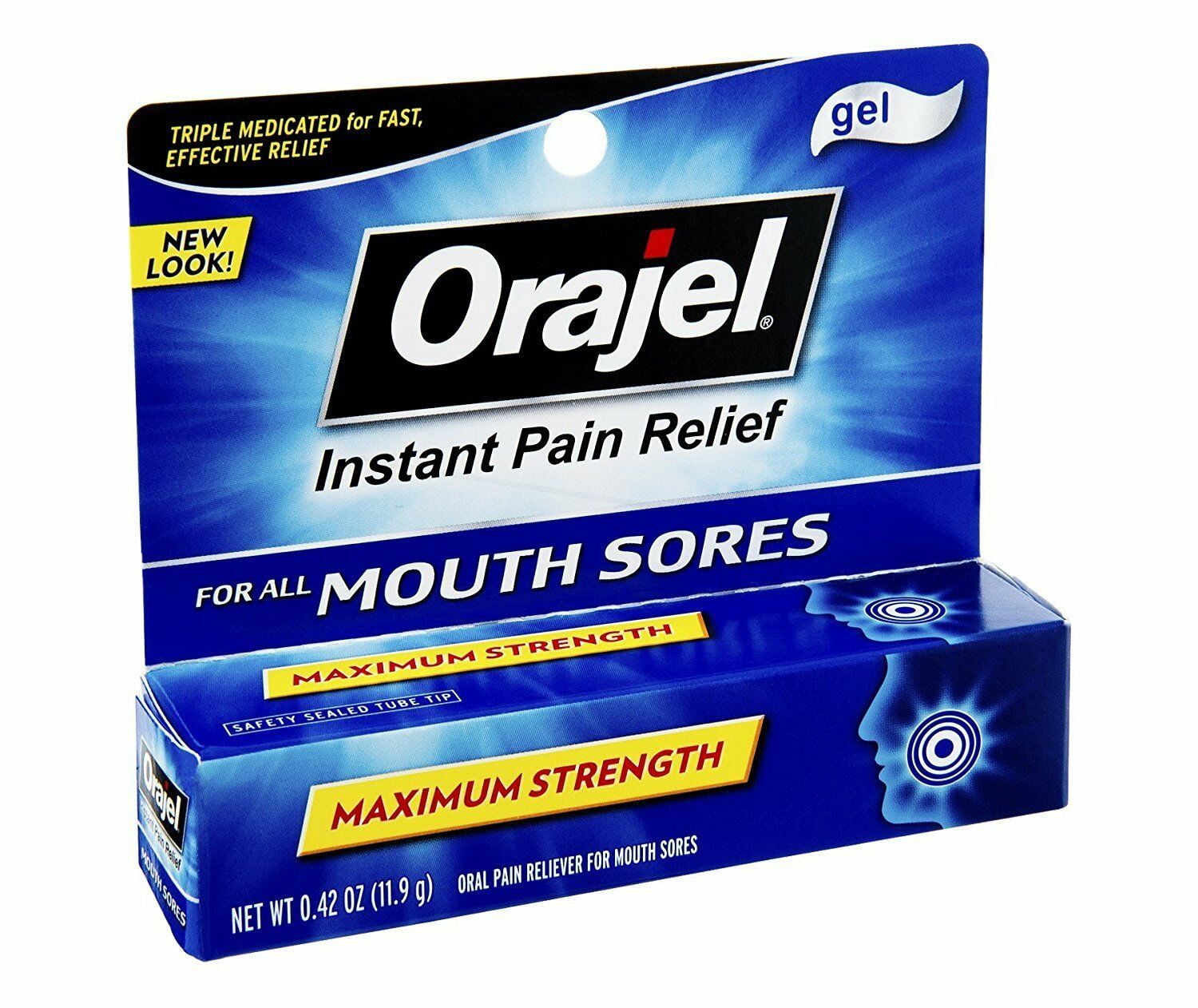 Orajel 3x Medicated Mouth Sore Gel Instant Pain Relief, 0.42 oz, 6 Pack