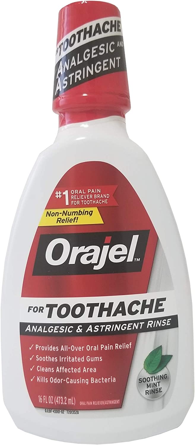 Orajel Analgesic & Astringent Rinse for Toothache Soothing Mint 16 oz