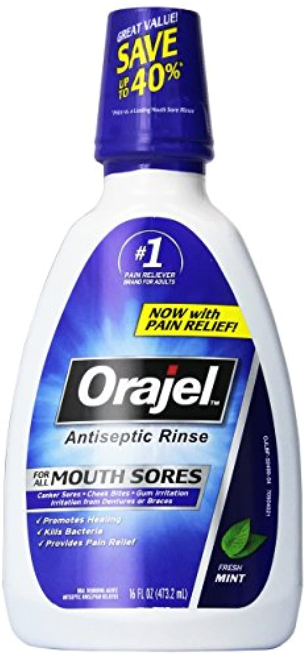 Orajel Antiseptic Mouth Sore Rinse 16 oz Pack of 4