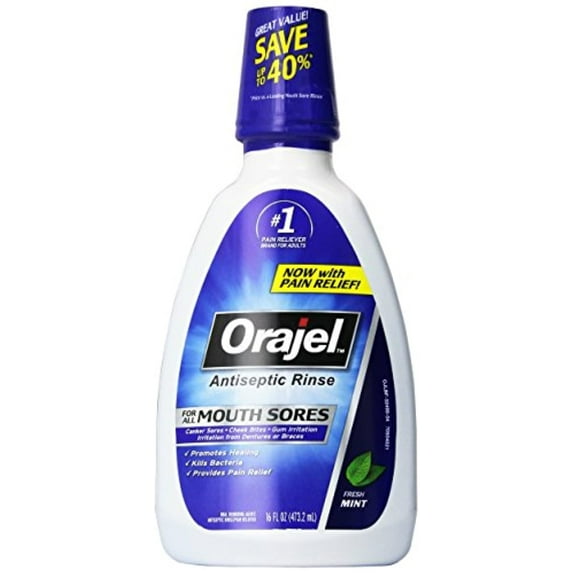 Orajel Antiseptic Mouth Sore Rinse 16 oz Pack of 4
