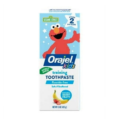 Orajel Elmo Fluoride-Free Training Toothpaste, Berry Fun, One 1.5oz Tube: 3 pack Orajel