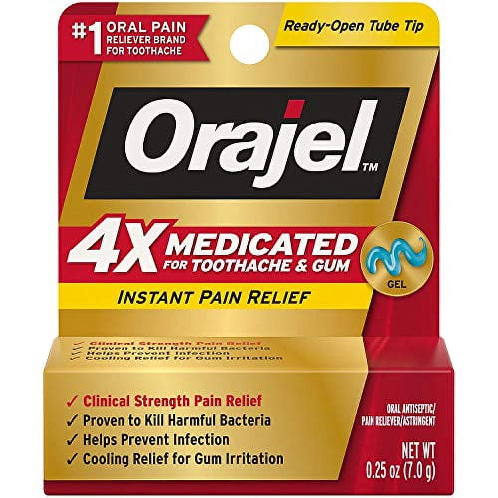 Orajel, Instant Pain Relief Gel, Severe Toothache - 0.25 oz, 2 Pack