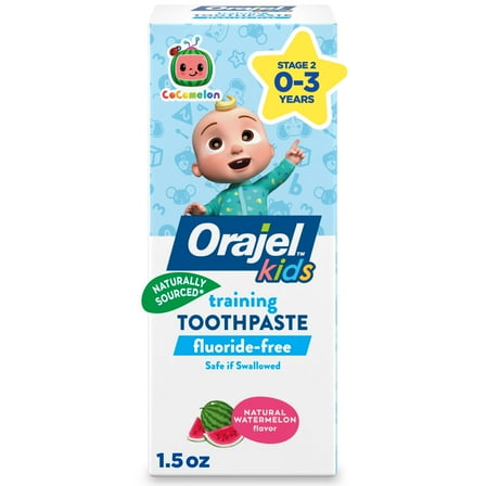 Orajel Kids CoComelon Training Toothpaste Fluoride-Free, Natural Watermelon Flavor, 1.5 oz