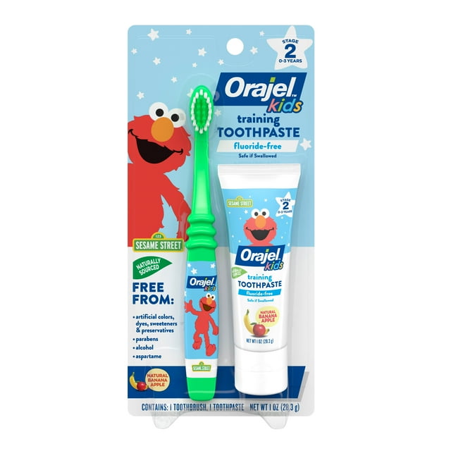 Orajel Kids Elmo Training Toothpaste FluorideFree, 1 Toothbrush, 1