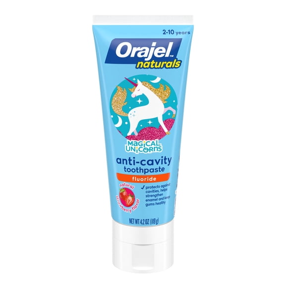Orajel Naturals Magical Unicorns Fluoride Toothpaste, Natural Strawberry, 4.2 oz