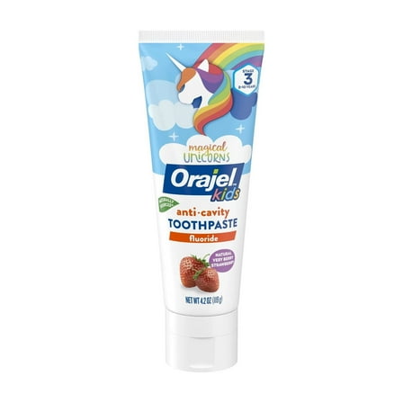 Orajel Kids Magical Unicorns Toothpaste Very Berry Strawberry Flavor 4.2 oz (Pack of 3)