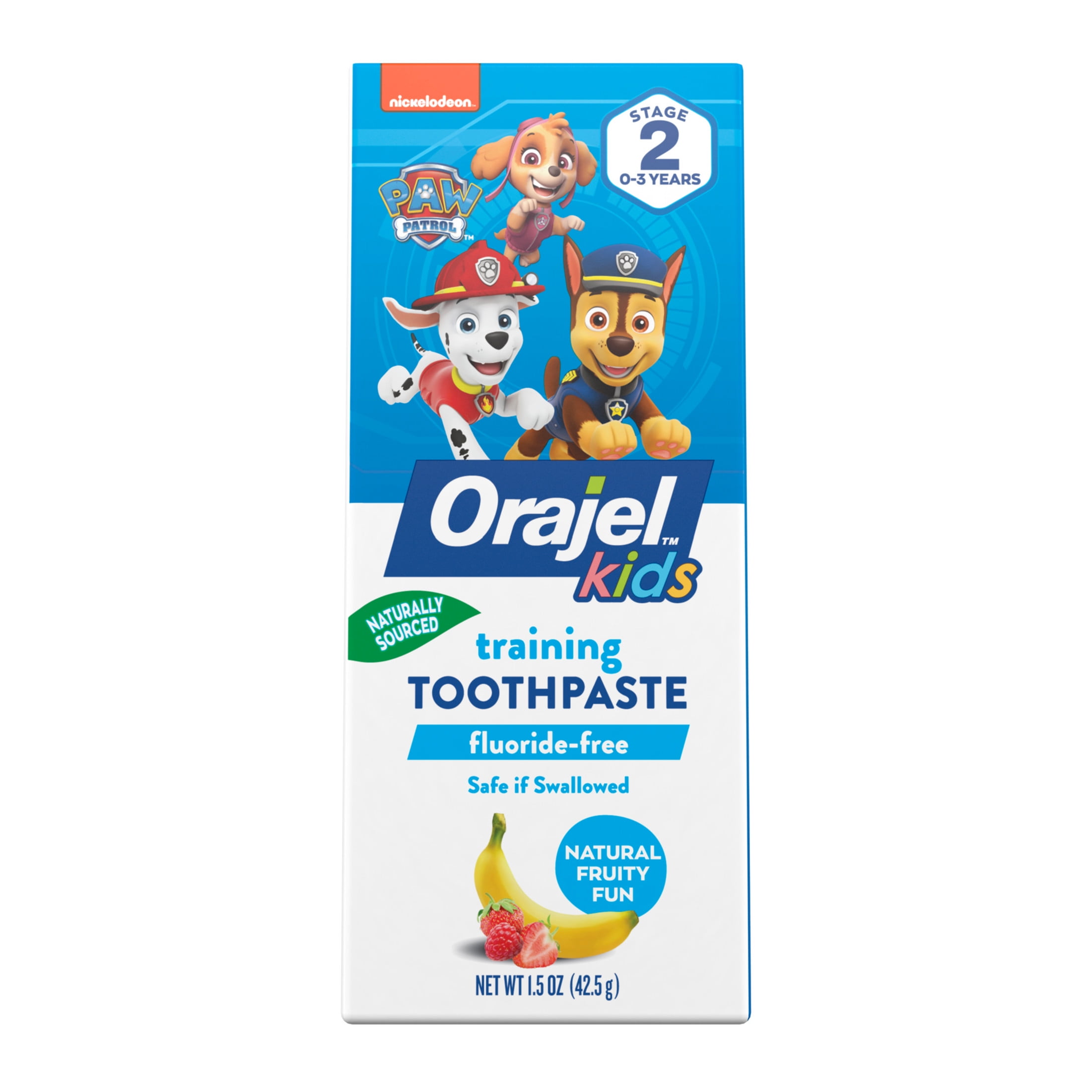 Orajel Kids PAW Patrol Training Toothpaste Fluoride-Free, Natural Fruity Fun Flavor, 1.5 oz