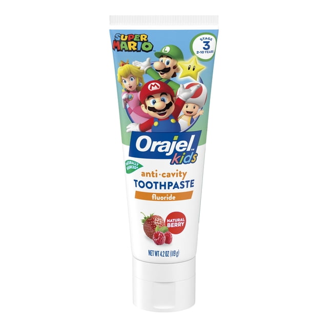 Orajel Toothpaste Complete Protection Orajel Kids Super Mario Anti-Cavity Fluoride Toothpaste, Natural Berry ...